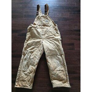 Carhartt Double Knee Overalls Men's 42x30 Brown Insulated Work Bibs Retro